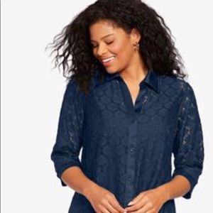 3XL Navy blue lace shirt dress